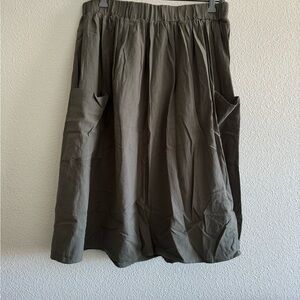 Elastic Waist Fold Pleated Skirt